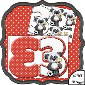 Age 3 Soccer Panda Shape Card Mini Kit