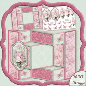 Pink Carnations Floral Tri Shutter Card Mini Kit