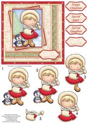 Maisy Muff Christmas Square Card Topper & Decoupage