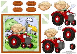 Tractor Ted Card Topper & Decoupage Male Birthday