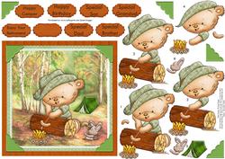 Happy Camper Roasting Hotdogs Card Topper & Decoupage