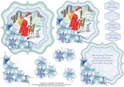 Santa in Woods Christmas Bracket Topper Decoupage & Insert