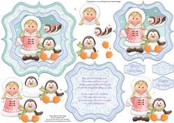 Eskimo & Penguin Pals Bracket Topper Decoupage & Insert