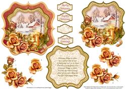 Winter Hamlet Christmas Bracket Topper Decoupage & Insert