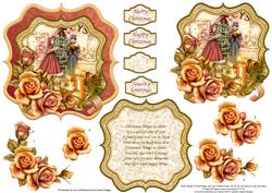 Christmas Carols Gold Bracket Topper Decoupage & Insert
