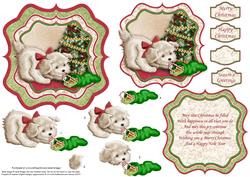 Puppy & Stocking Christmas Bracket Topper Decoupage & Insert