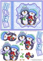 Penguins Fishy Present Christmas Topper & Decoupage
