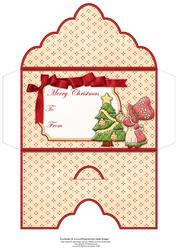Christmas Bonnet Girl Decorating Tree Money Wallet