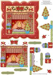 Christmas Fireplace Card Topper & Decoupage