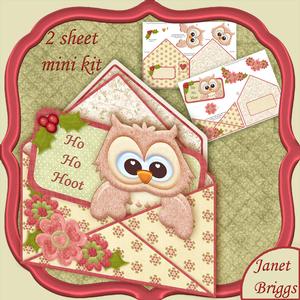 Owl Ho Ho Hoot Christmas Envelope Peeper Card Mini Kit