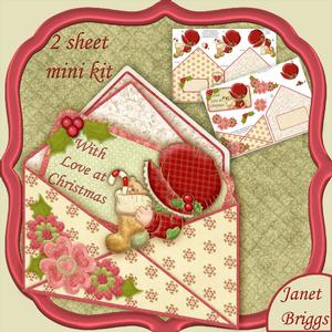 Christmas Bonnet Girl Envelope Peeper Card Mini Kit