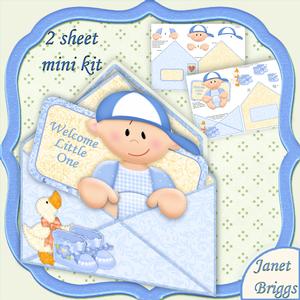 New Baby Boy Envelope Peeper Card 2 Sheet Mini Kit