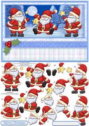 3 Jolly Santas Christmas Card Topper & Decoupage