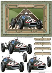 Vintage Racing Car Old But Classic Card Topper & Decoupage