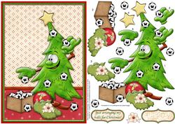 Football Fan's Christmas Tree Card Topper & Decoupage