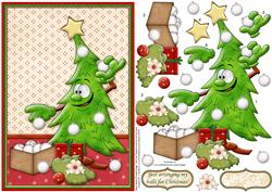Golf Christmas Tree Card Topper & Decoupage