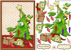 Fisherman's Christmas Tree Card Topper & Decoupage