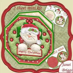Christmas Cat Wreath Peeper with Decoupage Mini Kit