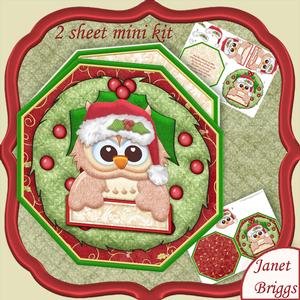 Christmas Owl Wreath Peeper with Decoupage Mini Kit