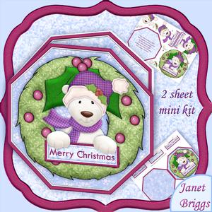 Christmas Polar Bear Wreath Peeper with Decoupage Mini Kit