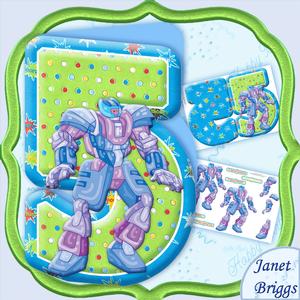 Age 5 Transformer Robot Shape Card & Decoupage Mini Kit