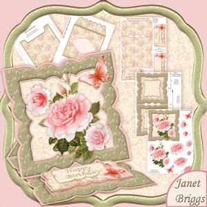 Pink Rose Easel Card Kit & Decoupage