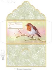 Christmas Money Wallet Envelope Robin in Gold