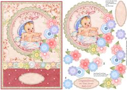 New Baby Girl Vintage Baby Girl Card Topper & Decoupage