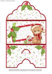 Blank Christmas Money Wallet Envelope Mistletoe Cat
