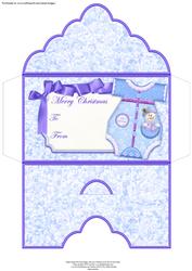 Christmas Money Wallet Baby's 1st Xmas Romper Snowman Blue