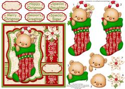 Ted's Christmas Stocking Card Topper & Decoupage