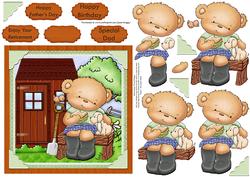 Ted's Snacktime in the Garden. Card Topper & Decoupage