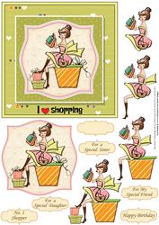 Shopping Diva Card Topper & Decoupage