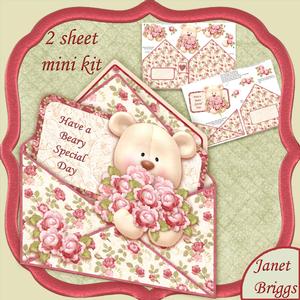 Rose Bear Envelope Peeper Card Mini Kit