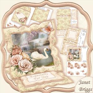 Swan & Roses Easel Card Kit & Decoupage