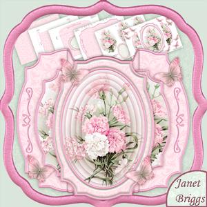 Pink Carnations Double Pop Out Card Kit