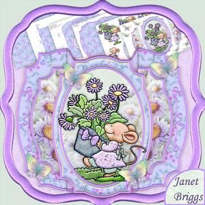 Mouse, Flowers & Decoupage Double Pop Out Card Kit