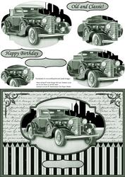 Classic Vintage Green Car Card Topper & Pyramage