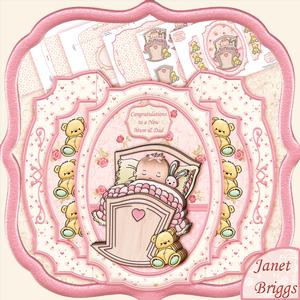 New Baby Girl Double Pop Out Card Kit & Decoupage