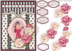 Flapper Girl & Roses Art Deco Topper & Decoupage