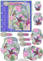 Humming Birds & Exotic Flowers Quick Card Topper & Pyramage
