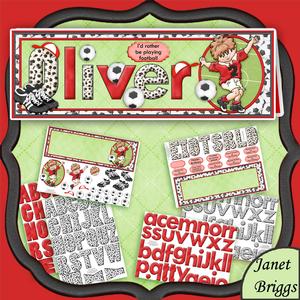 Create Any Name Red Football Card Kit