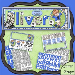 Create Any Name Blue Football Card Kit
