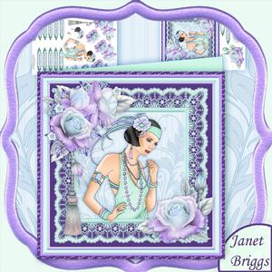 Art Deco Lady in Mint & Lilac 8x8 Mini Kit & Decoupage