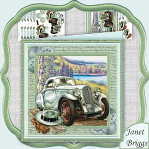 Vintage Silver Car 8x8 Mini Kit & Decoupage
