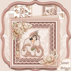 Art Deco Lady in Mink 8x8 Mini Kit & Decoupage