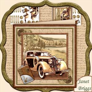 Vintage Gold Car 8x8 Mini Kit & Decoupage
