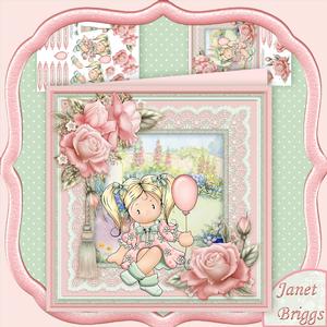 Birthday Girl & Balloon 8x8 Mini Kit & Decoupage