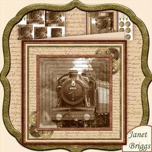 Sepia Steam Train 8x8 Mini Kit & Pyramage