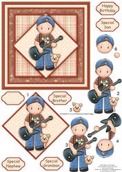 Guitar Rock Birthday Boy Topper & Decoupage Insert Available